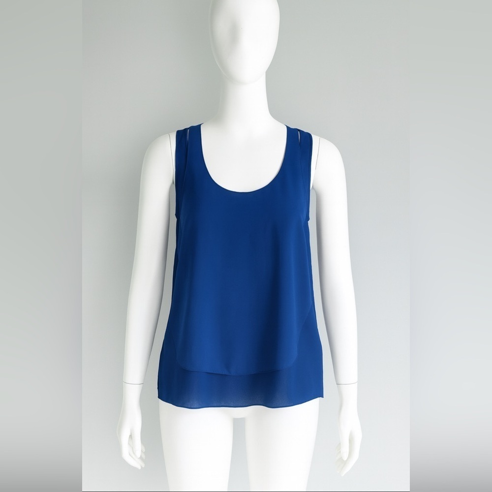 O'2nd for Barney’s New York Sleeveless Tank Top  Size 2 Royal Blue Chiffon Y2K
